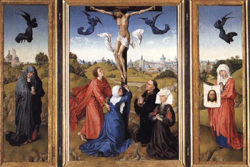 Rogier van der Weyden Crucifixion triptych with SS Mary Magdalene and Veronica